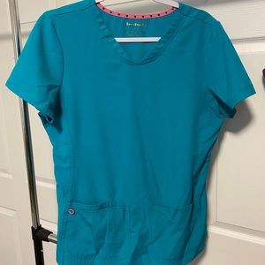 Heart soul teal scrub top- barely worn